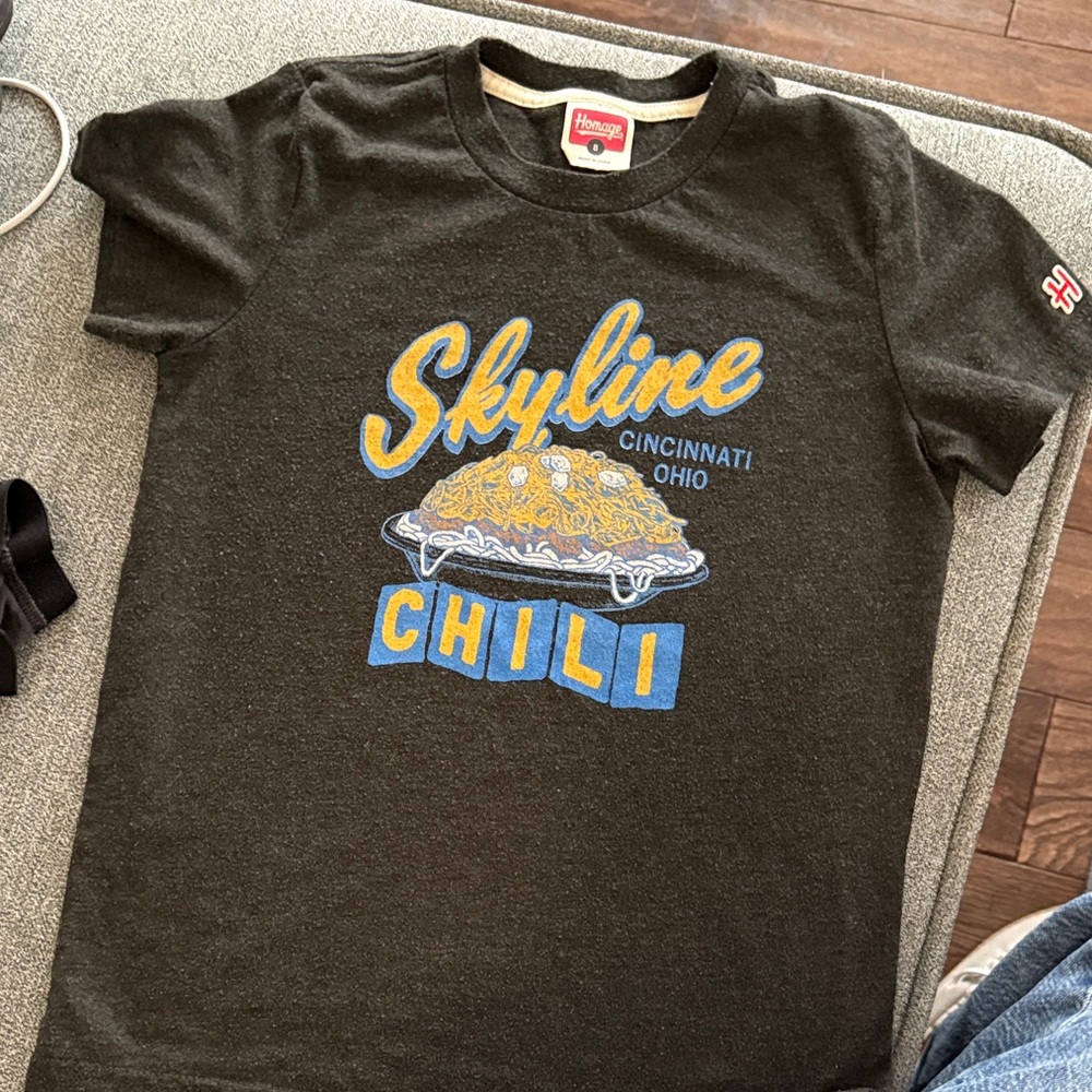 Kids HOMAGE Black Tee with Blue & Yellow Skyline Chili Graphic